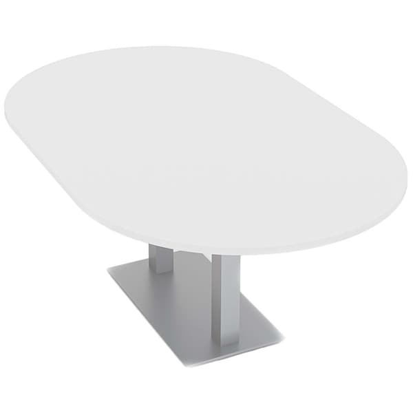 Racetrack Shaped 6 Person Conference Room Table, 46" W, 6 ft. L, 29" H, White